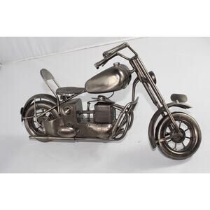 Motorcycle Metal Artwork Decor Figurine 14" AS IS handmade